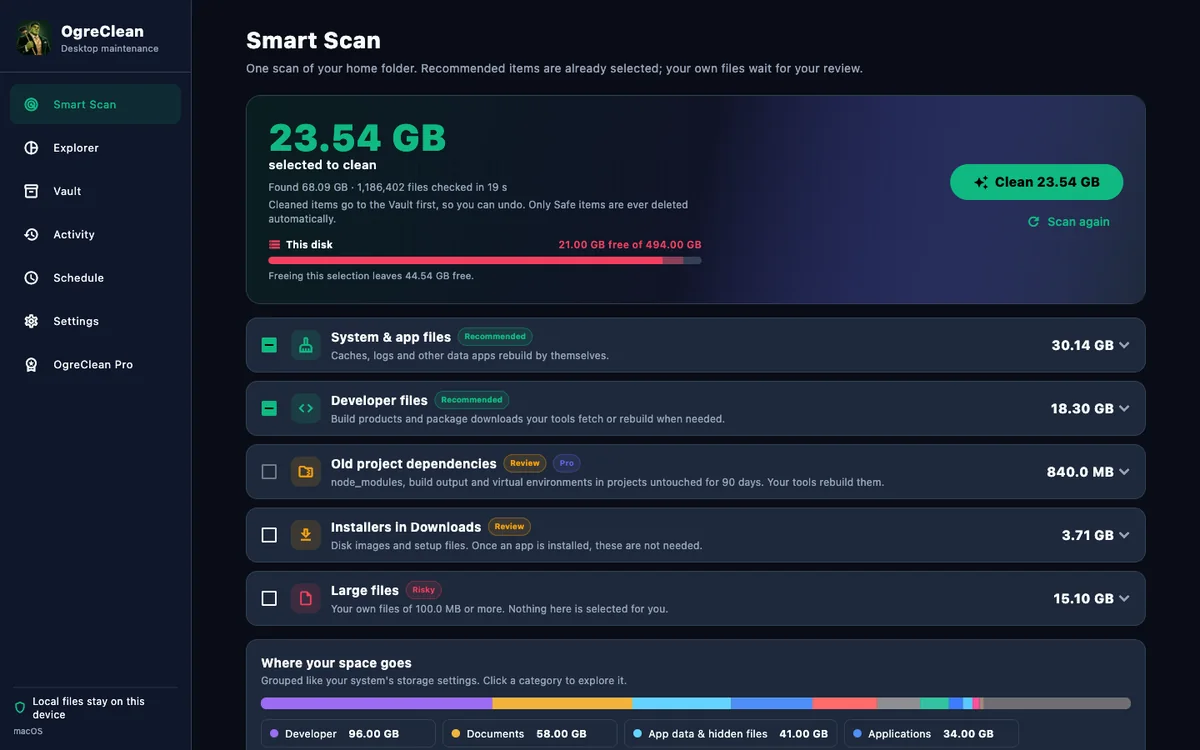 OgreClean Smart Scan results